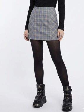 Jules & Leopold Gray and Yellow Plaid Mini Skirt
